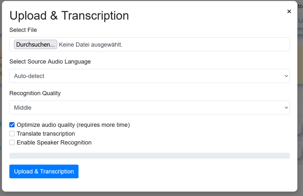 upload with optimize audio qualitiy